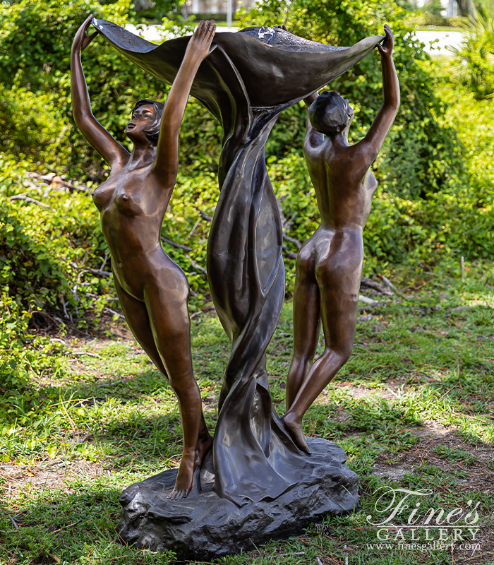 Bronze Fountains  - Art Deco Bronze Nude Women Fountain  - BF-899